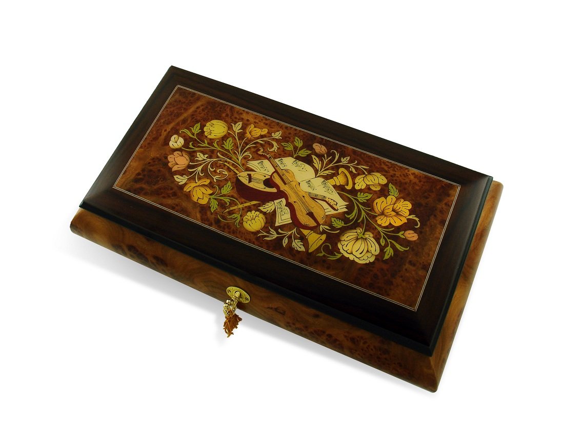 36-Note Grand Musical Jewelry Box with Floral Design & Lift-Up Tray - Plays Invitation to Dance & Schonbrunner Waltz - Perfect for Gift Giving, Jewelry Storage & Home Décor