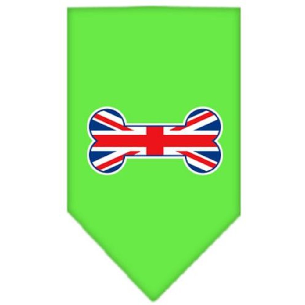Bone Shaped UK Flag Dog Bandana - Lime Green Small Pet Bandana for Dogs & Cats - Perfect for Pet Parties, Costume Events & Photo Shoots
