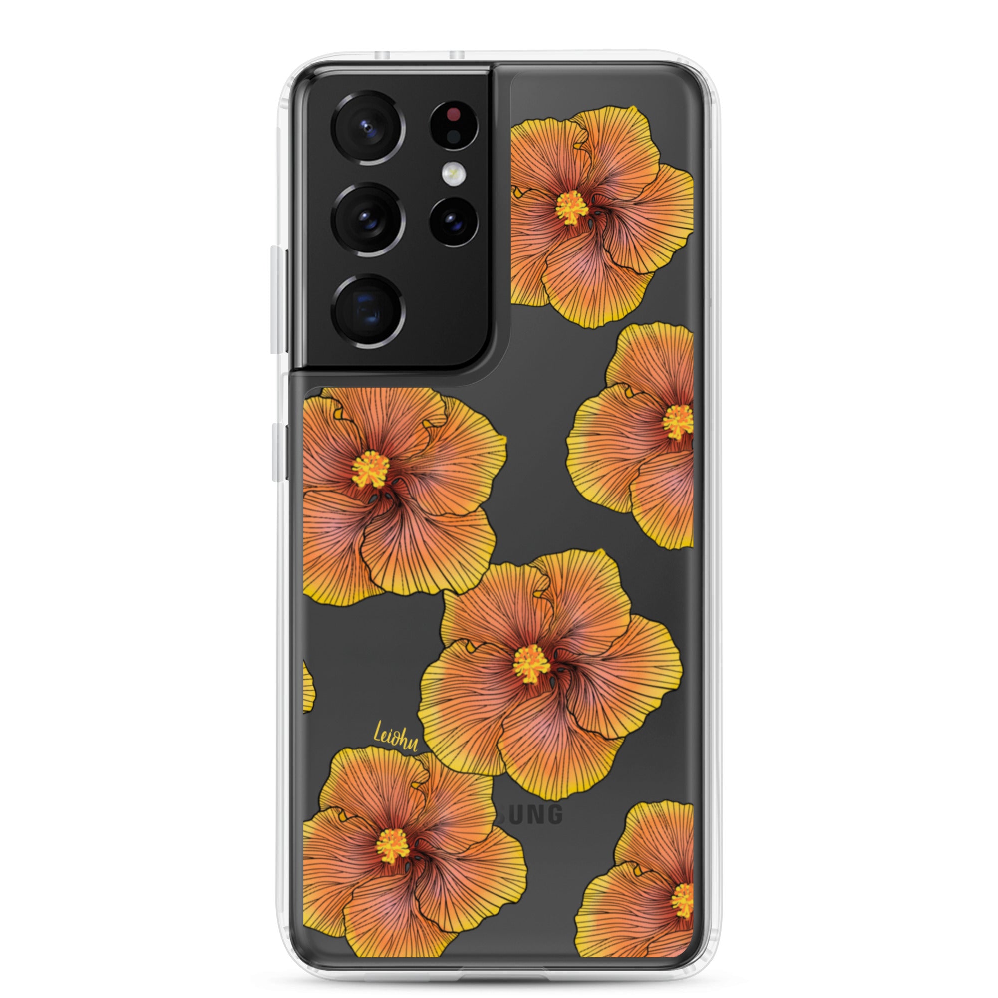 Sunrise Hibiscus Clear Phone Case for Samsung Galaxy - Slim Protective Cover for Everyday Use & Style