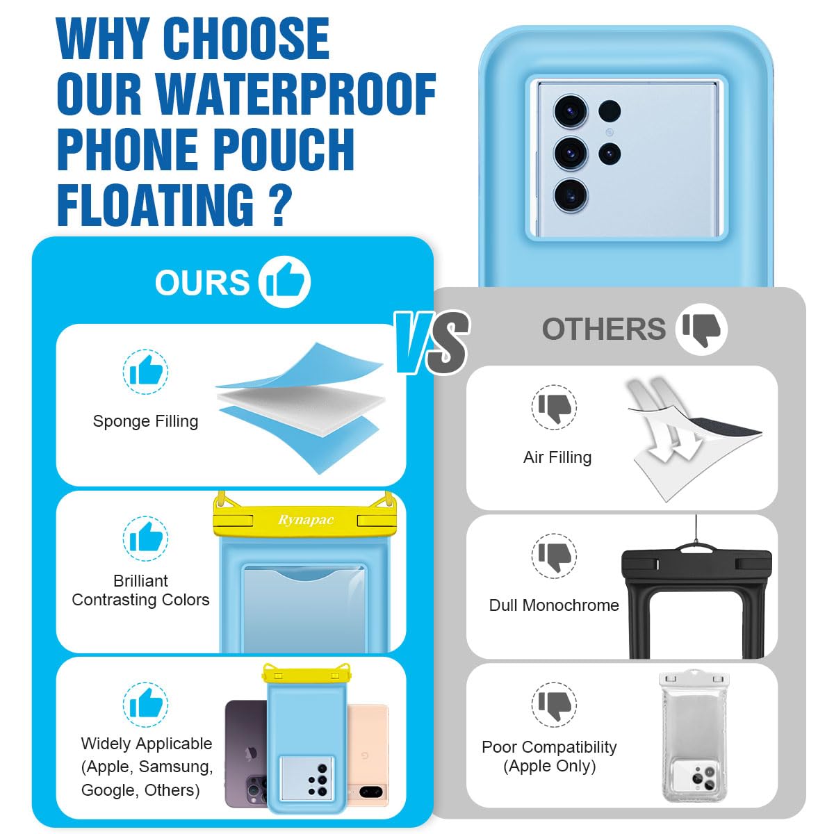 [2 Pack] IPX8 Waterproof Phone Pouch Floating - 8.5in Universal Waterproof Phone Case with Adjustable Lanyard for iPhone 16/15 Pro Max, Galaxy S24/S23 Ultra | Perfect for Beach, Pool, Kayaking & Cruise Essentials