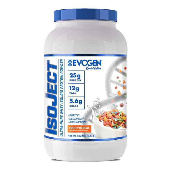 Evogen IsoJect Whey Protein Isolate - Fruity Cereal Flavor 832g | Fast-Absorbing Muscle Recovery & Post-Workout Supplement for Athletes & Fitness Enthusiasts | Ideal for Gym, Home Workouts & Active Lifestyles