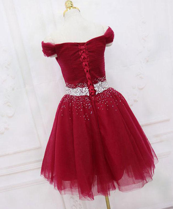 Burgundy Tulle Sequin Short Prom Dress - Sparkling Homecoming Dress for Teens, Perfect for Dances, Parties & Special Occasions