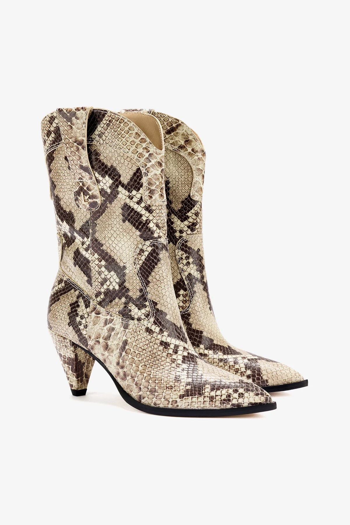 Thelma Women's Boots in Neutral Stamped Leather - Comfortable Ankle Booties for Casual Wear & Everyday Outfits
