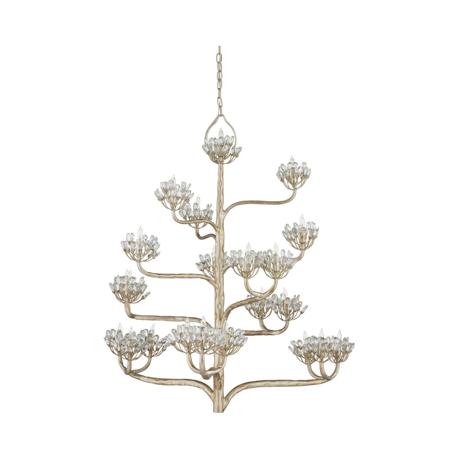 Agave Americana Silver Chandelier - Elegant Modern Ceiling Light Fixture for Dining Room, Living Room & Bedroom Decor