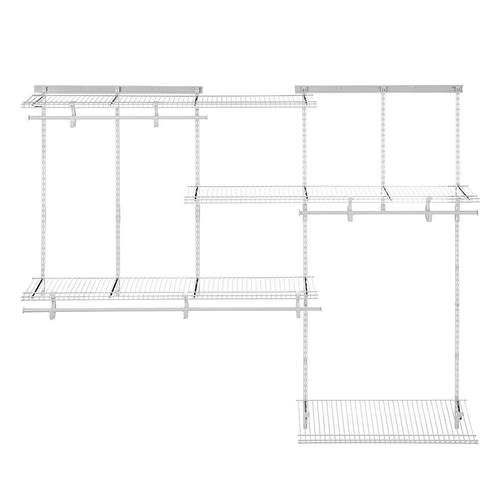 ClosetMaid ShelfTrack Adjustable Wire Closet Organizer System 5-8 Feet, White - Perfect for Bedroom, Closet & Home Storage Organization