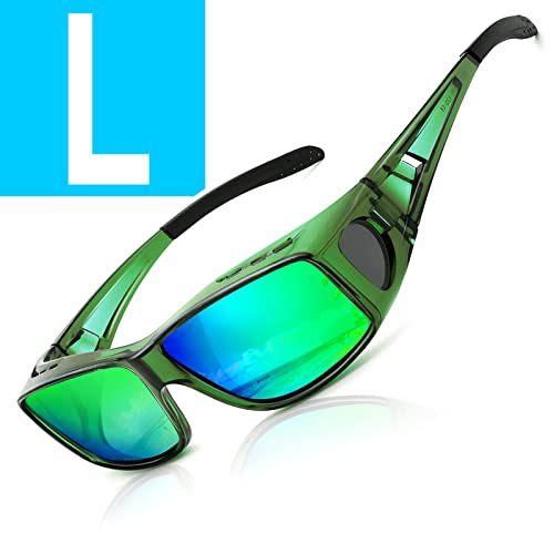 A21 Green Frame Polarized Green Mirrored Lens Wrap Around Sunglasses