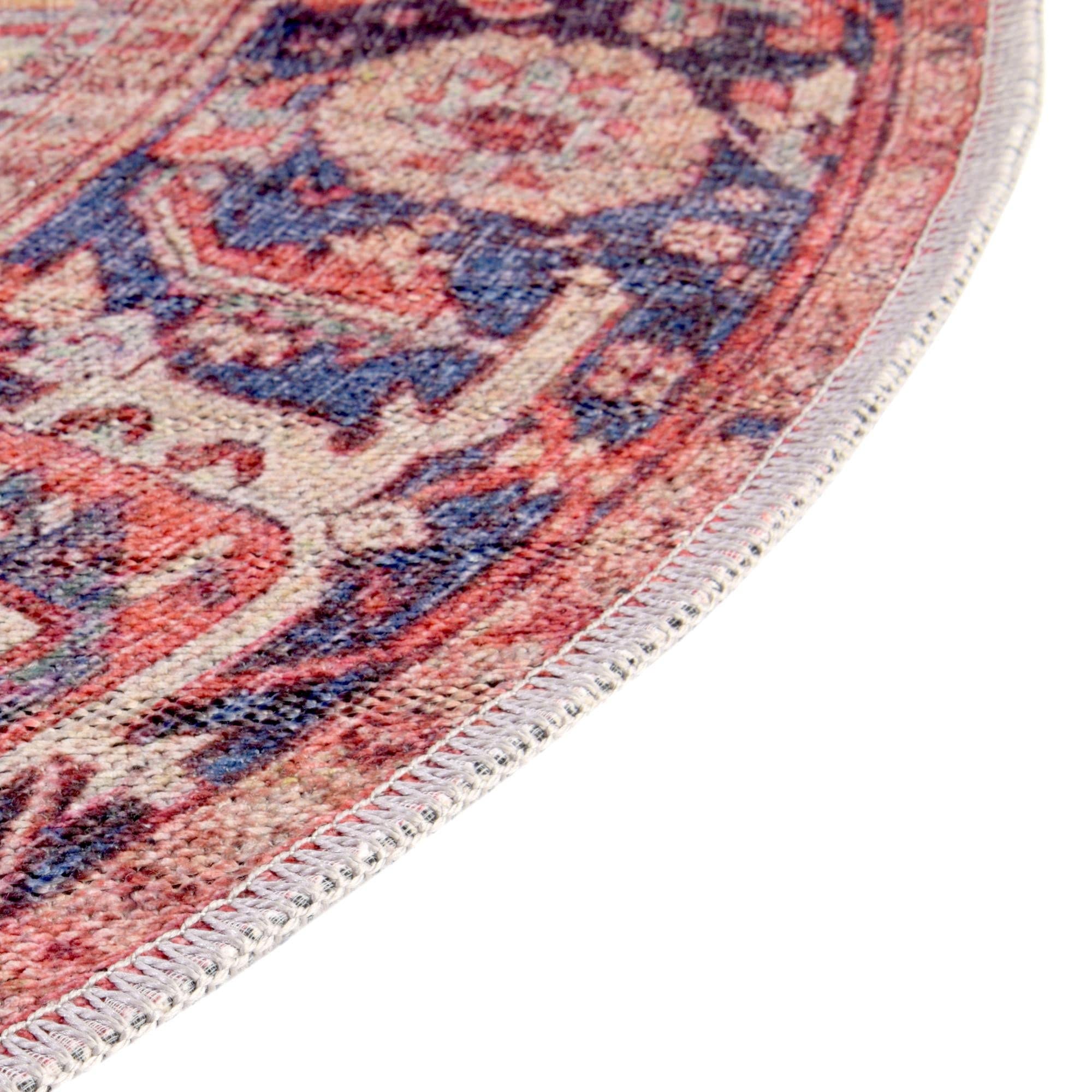 Maahru Collection Washable Rug 5' x 8' Oval - Low Pile Rust Red Area Rug for Living Room, Dining Room & Open Spaces | Pet Friendly & Easy Clean Home Decor