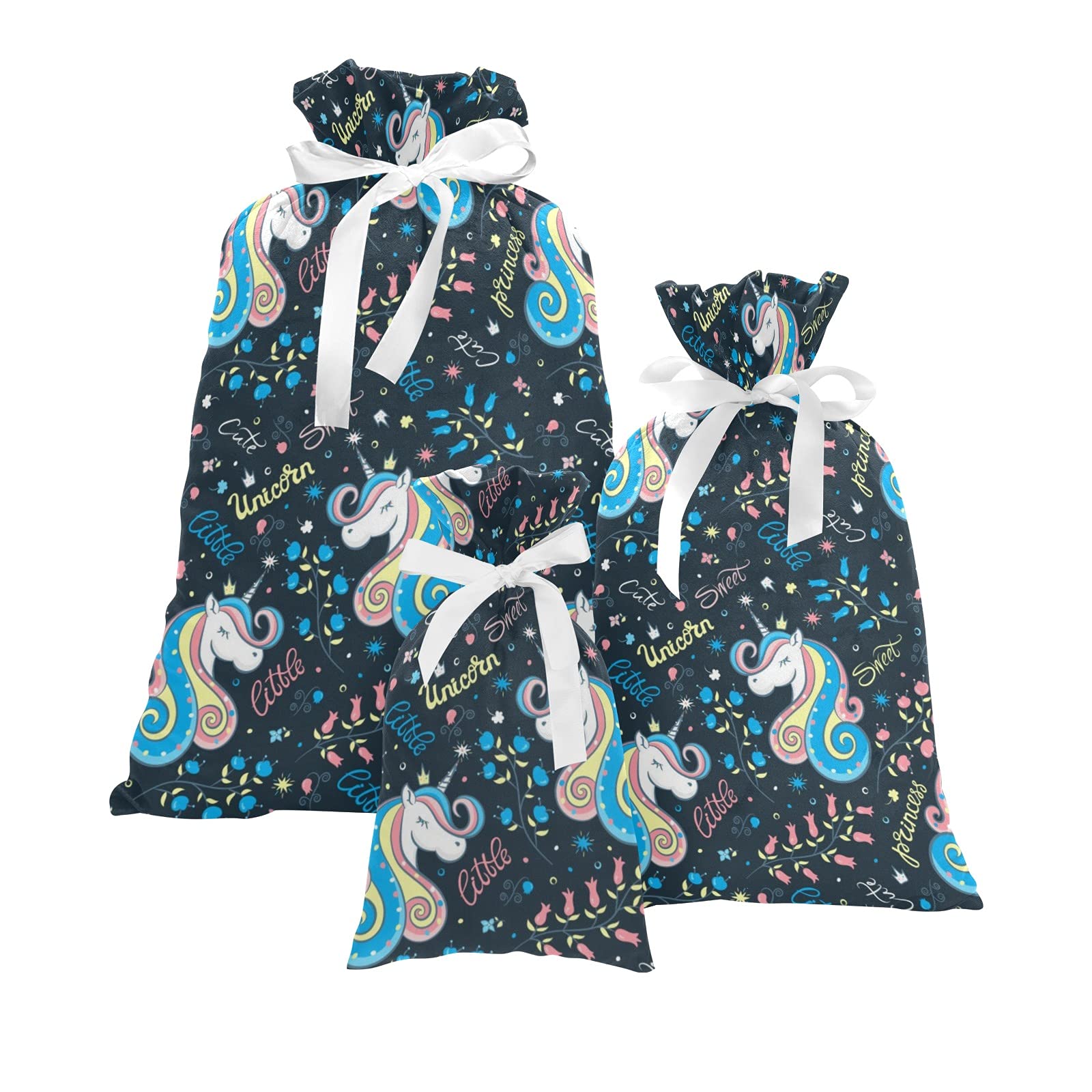Funny Unicorn Drawstring Gift Bags - 3 Pack Reusable Party Favor Pouches for Christmas, Birthday, Wedding & Holidays | Perfect for Kids Party Favors, Goodie Bags & Gift Packaging