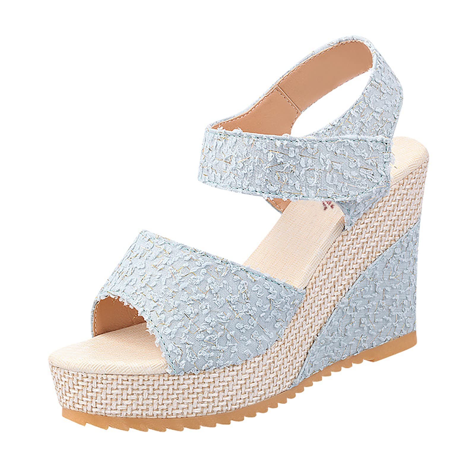 Gibobby Women's Dressy Platform Sandals - Open Toe Espadrilles with Elastic Ankle Strap & Slip-On Wedge Heel | Perfect for Summer, Beach, Weddings & Casual Outings