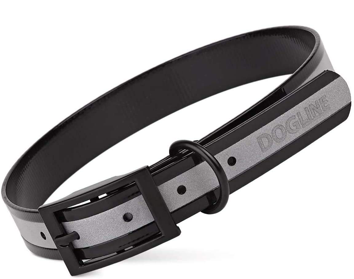 Premium Reflective Waterproof Dog Collar - Biothane Translucent Nylon Webbing with Black Hardware - Odor-Proof & Easy Clean - Small/Medium/Large Sizes (1