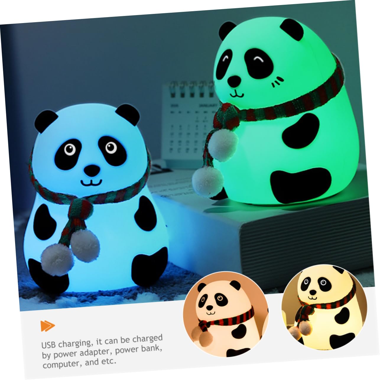 Uonlytech 5-Pack Rechargeable LED Panda Night Light - Cute Cartoon Desk Lamp for Kids, Nursery, Bedroom & Home Decor | Perfect for Bedtime, Reading & Nighttime Safety