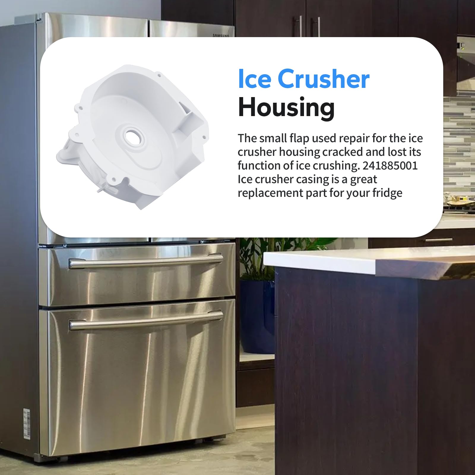 Frigidaire Ice Crusher Housing Replacement - Compatible with Kenmore Built-in Refrigerator Ice Makers | Durable Refrigerator Ice Maker Parts for Home & Commercial Use