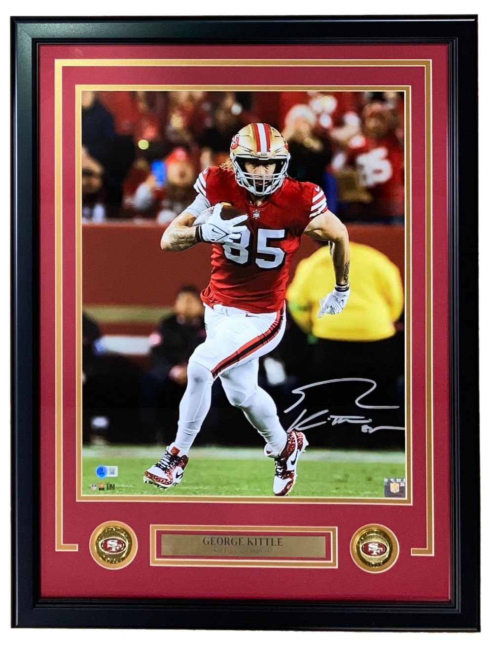 Authentic George Kittle Signed Framed 16x20 San Francisco 49ers Memorabilia Photo - Perfect for NFL Fans, Man Cave Decor, and Sports Collectors Gift