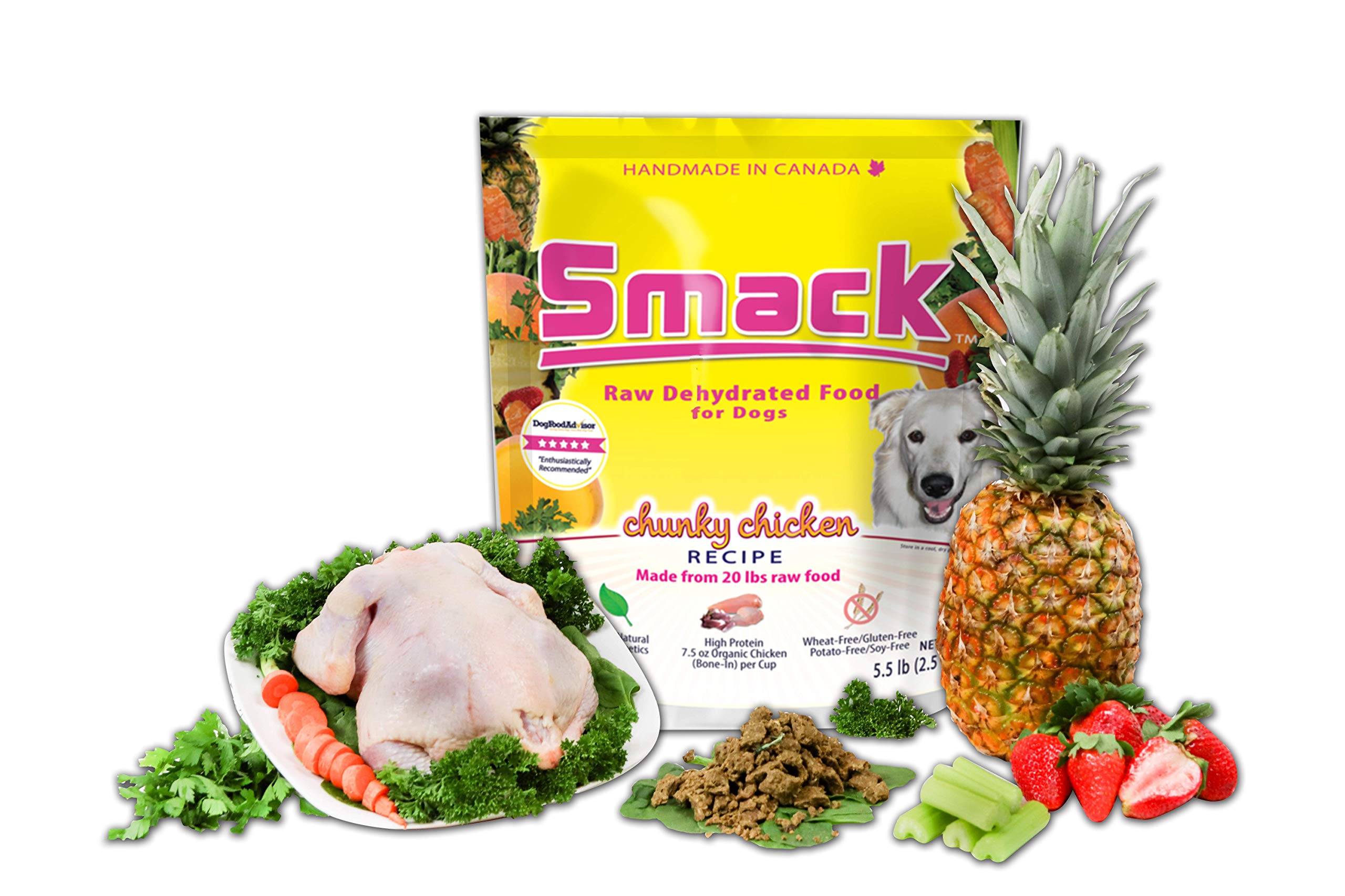 Organic Raw Dehydrated Dog Food - Grain-Free, Gluten-Free, All-Natural Chunky Chicken Recipe (8.8 oz) | Premium Raw Food for Dogs | Perfect for Sensitive Stomachs & Active Pets