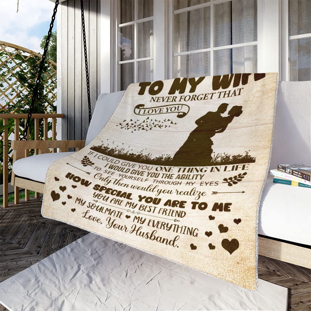 Personalized Woven Throw Blanket - Custom Name Blanket for Wife, Romantic I Love You Gift from Husband - Perfect for Valentine's Day, Anniversary & Cozy Nights Together