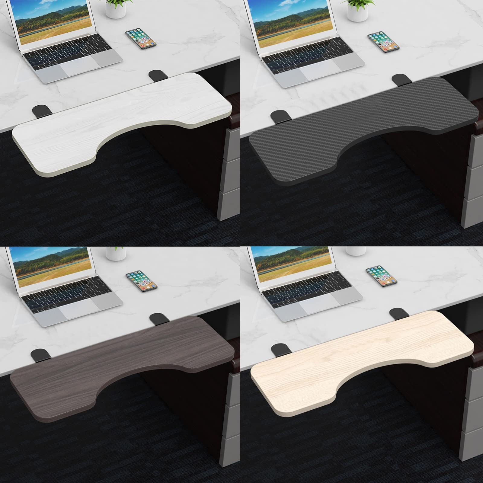 Ergonomic Desk Extender Tray - Foldable Keyboard Drawer with Wrist Rest | Clamp-On Home Office Accessory (Black/White) | Perfect for Computer Workstations, Gaming Setups & Small Spaces