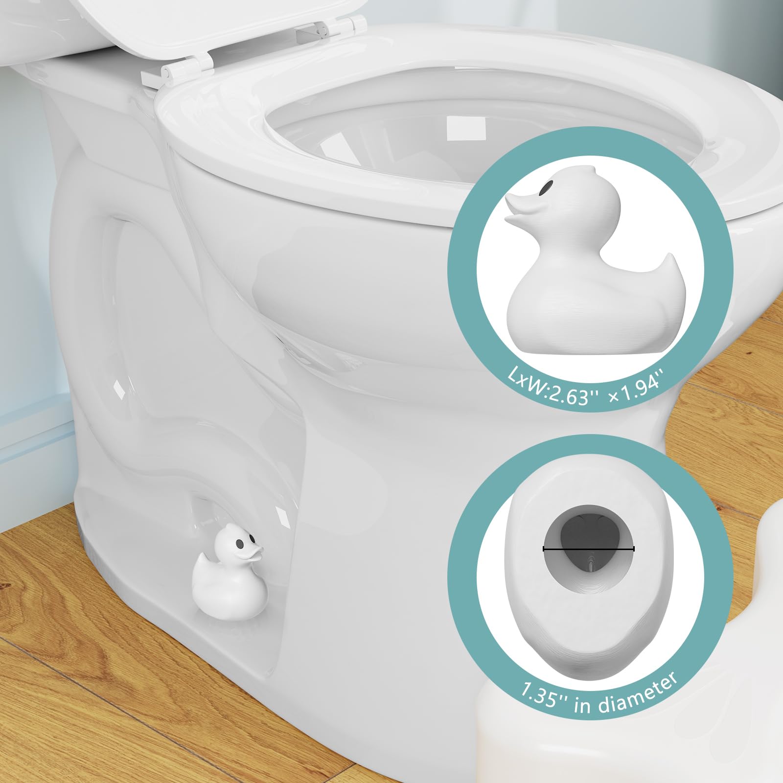 Glow in The Dark Toilet Bolt Covers - 2PCs Luminous Blue PLA Duck Floor Bolt Caps, Rust Proof Bathroom Decor Accessories | Perfect for Nighttime Bathroom Safety & Cute Home Decor