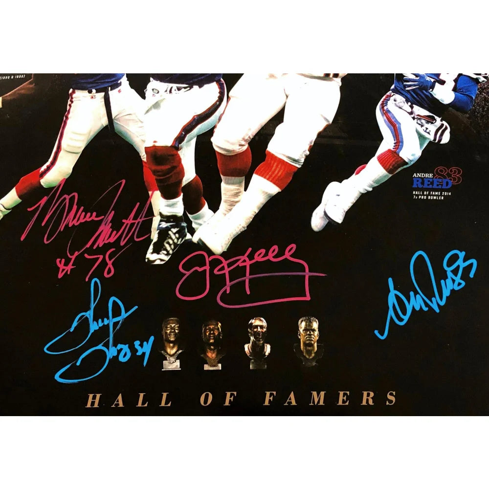 Authentic Buffalo Bills Hall of Famers Signed 16x20 Photo - Limited Edition #D/25 with JSA COA - Jim Kelly, Andre Reed, Bruce Smith, Thurman Thomas - Perfect for NFL Memorabilia Collectors and Bills Fans Home Decor