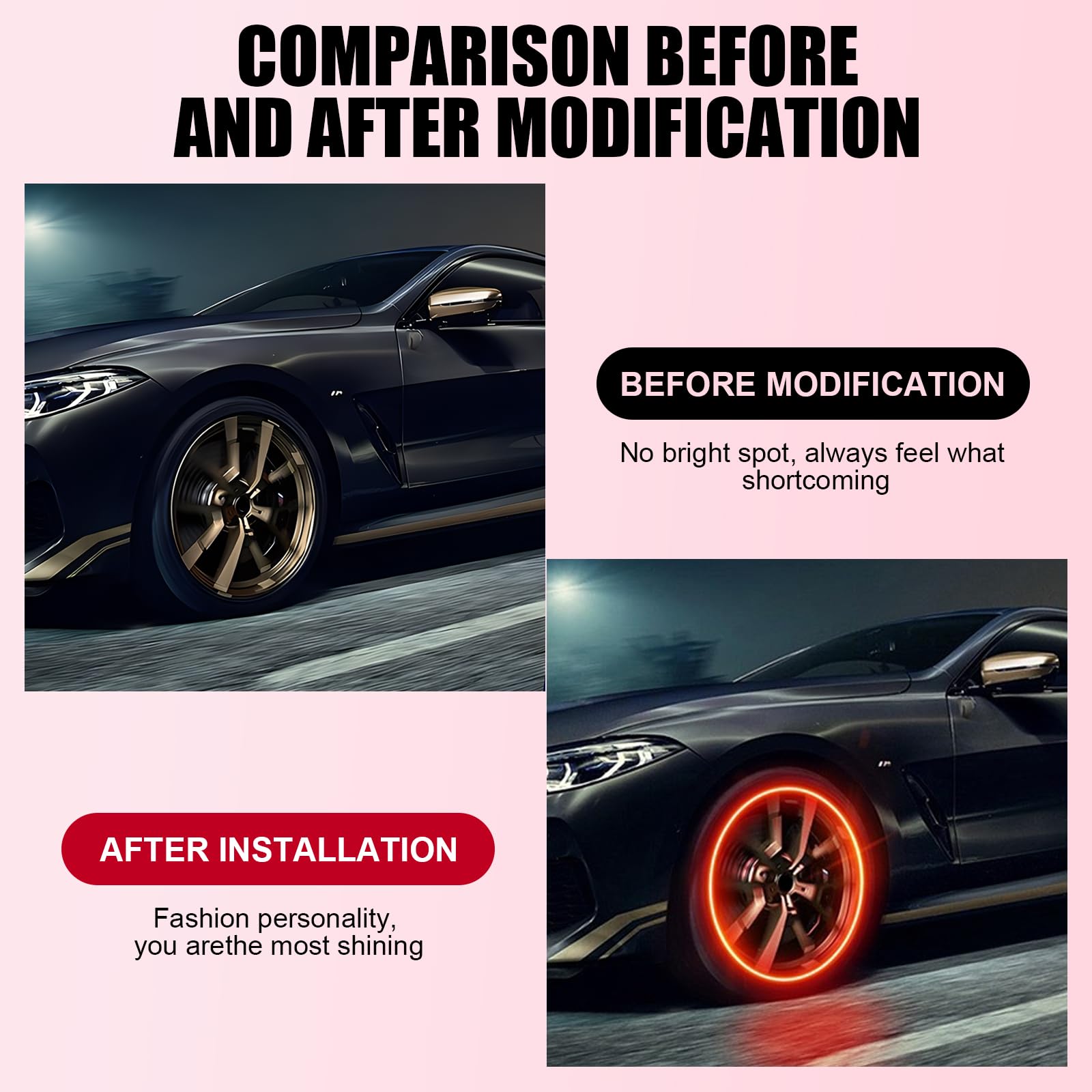 6 PCS Waterproof PVC Car Tire Lights - Universal LED Flash Light Bulbs for Cars, Trucks, SUVs, Motorcycles & Bikes - Durable Metal Vehicle Tire Decorations (Red) - Perfect for Night Rides, Car Shows & Custom Vehicle Lighting