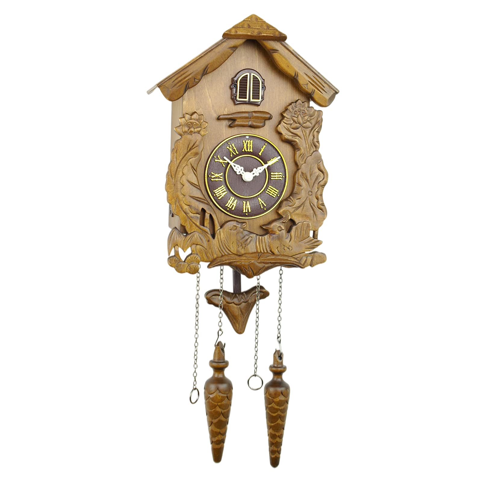 Handcrafted Antique Wooden Cuckoo Wall Clock with Pendulum - Quartz Movement for Living Room, Bedroom & Office Decor - Vintage Home & Cabin Style Wall Art