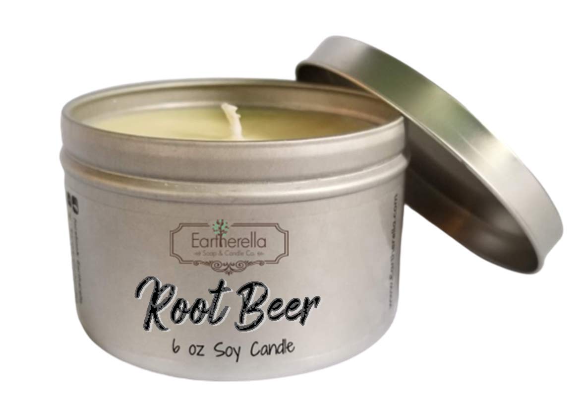 Natural Root Beer Scented Soy Wax Candle - 6 oz Tin with 40+ Hour Burn Time | Perfect for Home, Office & Relaxation