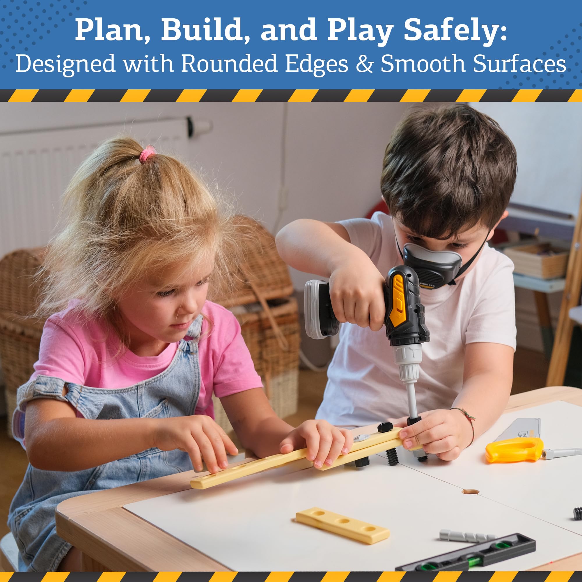 **Kids Tool Set with Electric Drill - 24-Piece Construction Toy Kit for Toddlers Ages 3-6 | Includes Screwdriver, Nuts & Bolts | STEM Learning & Pretend Play | Gift for Boys & Girls (Yellow Toolbox) - Perfect for DIY Play, Birthday Gifts & Preschool Learning Activities**