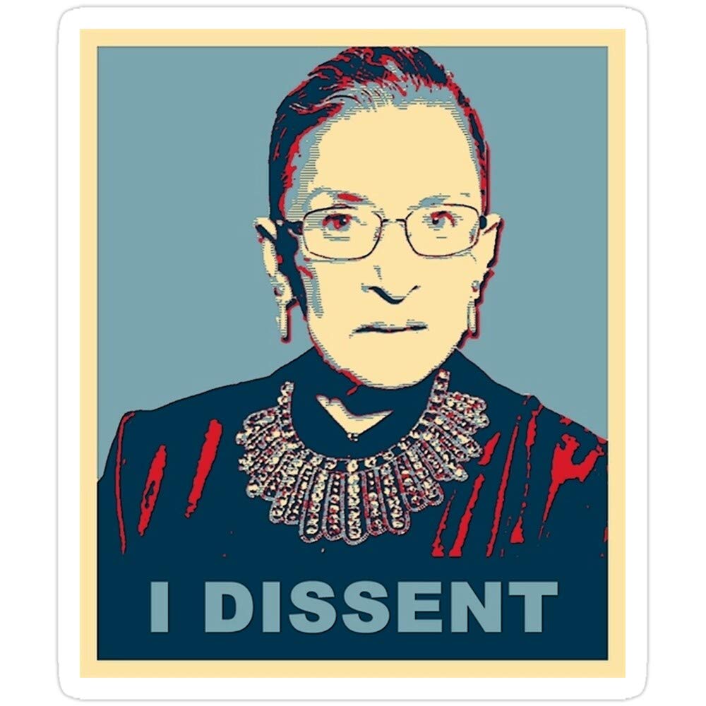 3 Pack Notorious RBG I Dissent Vinyl Stickers - Funny Decals for Laptop, Phone, Car, Guitar & Fridge - Perfect for Political Enthusiasts & Supreme Court Fans