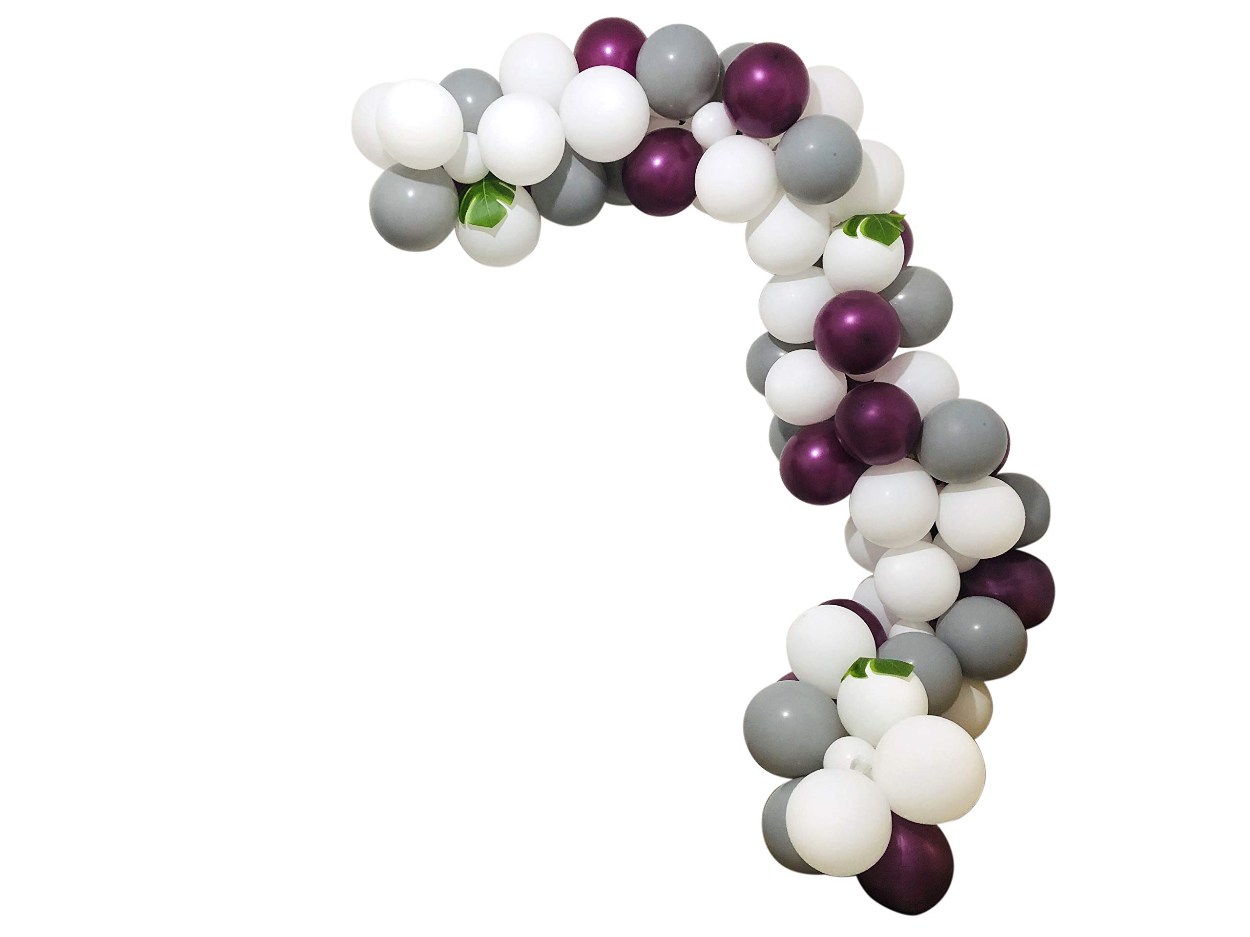 112-Piece Balloon Garland Kit - Burgundy, Gray & White Balloon Arch for Wedding, Birthday Party Decorations | DIY Party Backdrop, Baby Shower, Anniversary Celebration