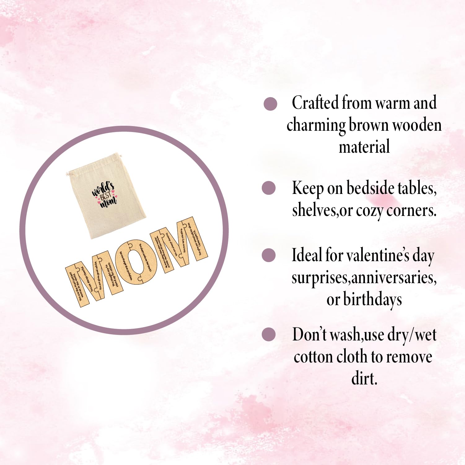 Best Wooden Puzzle Gift for Mom - Personalized Mother's Day Present - Thoughtful Keepsake for Mummy, Grandma & Loved Ones - Perfect for Birthdays, Anniversaries & Special Occasions