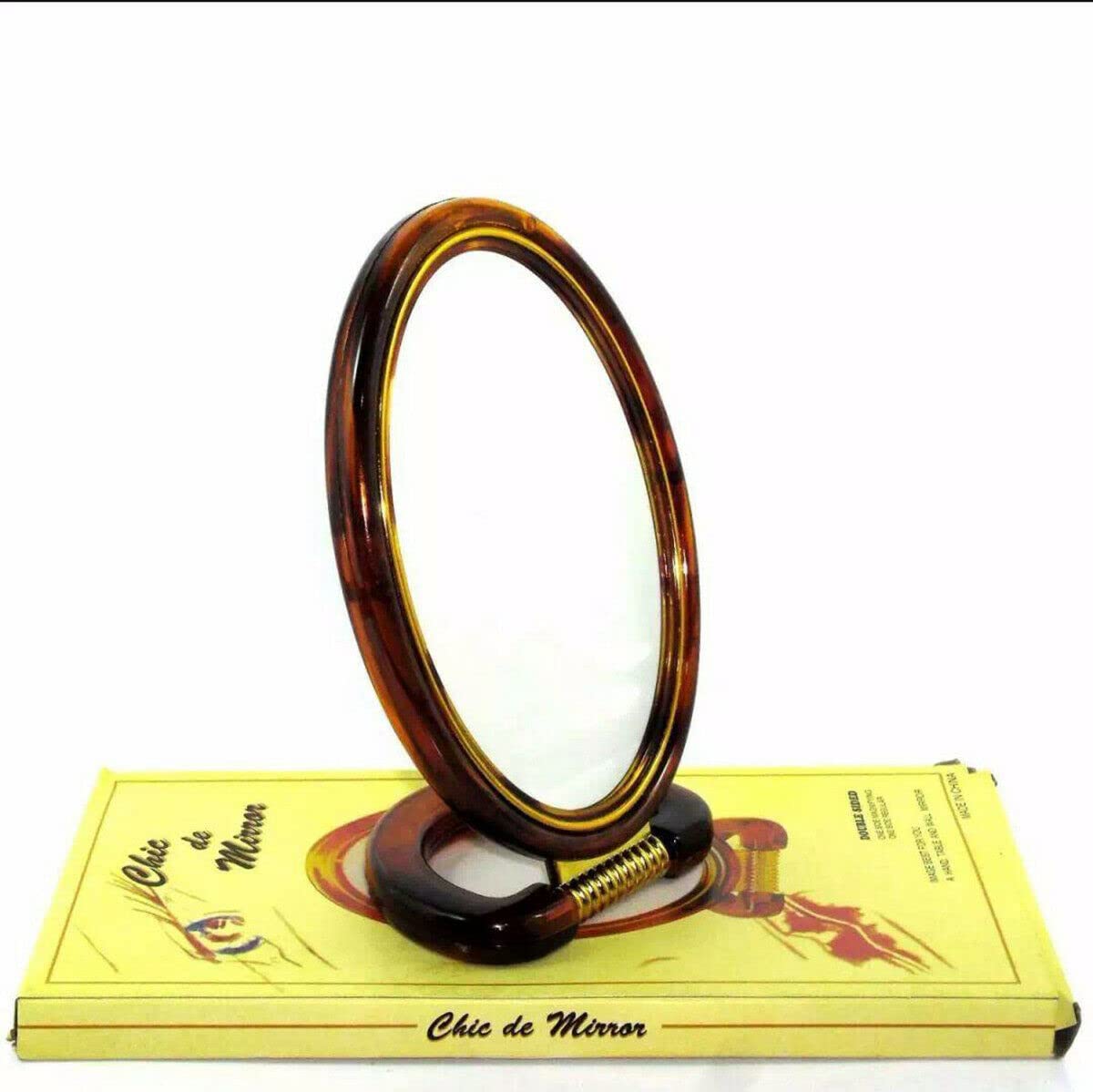 GutarGoo Oval Makeup Mirror with Stand - Double-Sided 1X & 5X Magnification for Precise Makeup Application - Perfect for Vanity, Bathroom, and Travel (Small Size, Black)