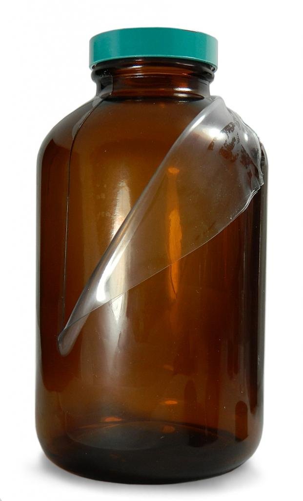 GLC-02283 Type III Glass Safety Coated Wide Mouth Packer Bottle with Green Thermoset F217 & PTFE Lined Cap - 250ml (65mm x 119mm) - Case of 24 - Ideal for Laboratory, Pharmaceutical Storage & Chemical Sample Containers
