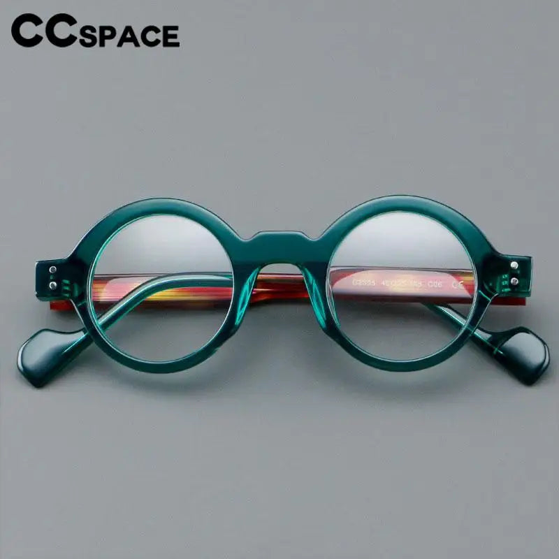 CCspace Unisex Full Rim Round Acetate Eyeglasses 57257 - Stylish Lightweight Frame for Men & Women - Perfect for Reading, Work, and Everyday Fashion