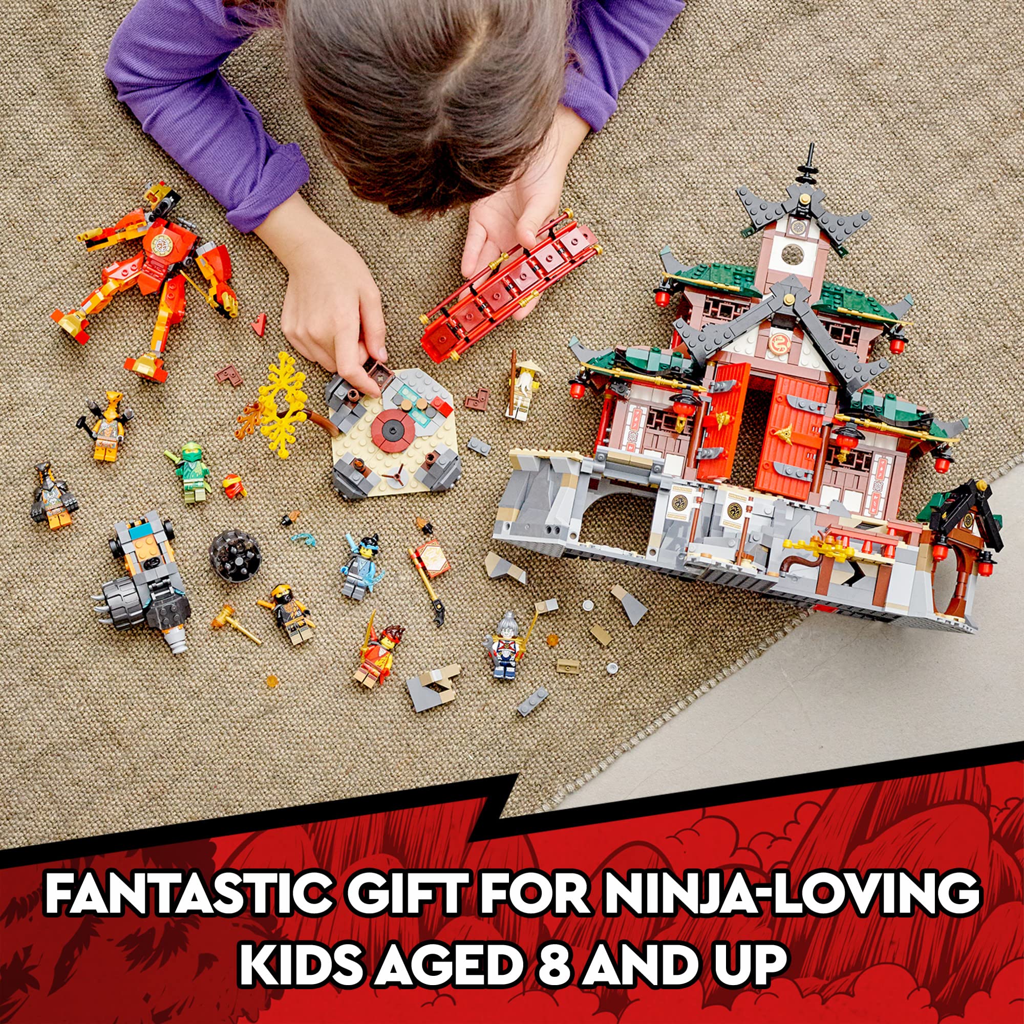 LEGO NINJAGO Ninja Dojo Temple 71767 Building Set - 8 Minifigures & Toy Snake - Spinjitzu Masters Toy for Kids - Collectible Mission Banner Series - Creative Pretend Play & Battle Scenes for Boys & Girls Ages 8+