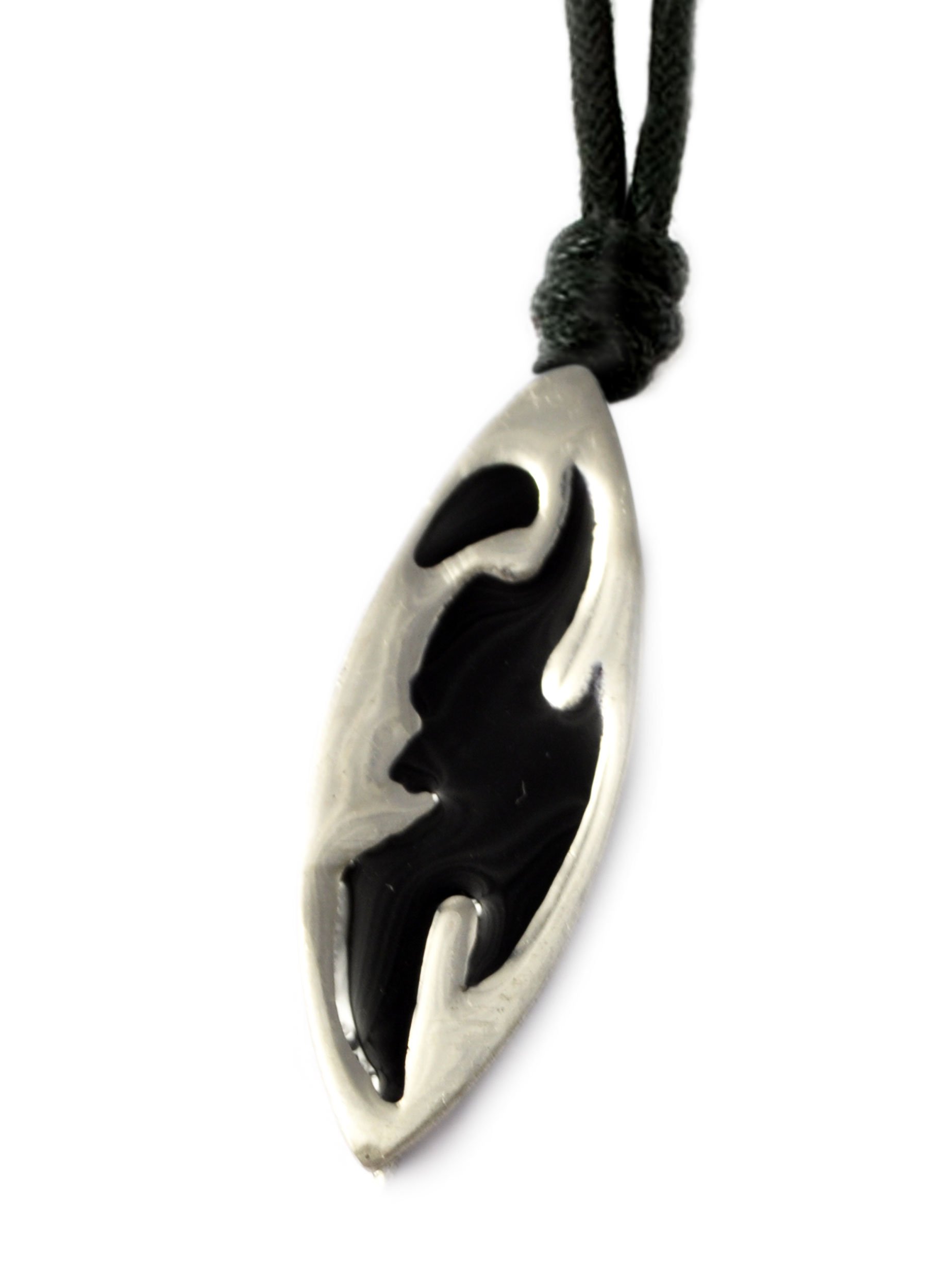 Abstract Surfboard Silver Pewter Charm Necklace Pendant - Stylish Beach Jewelry for Surfers & Ocean Lovers - Perfect for Surfing, Beach Parties & Summer Vacations