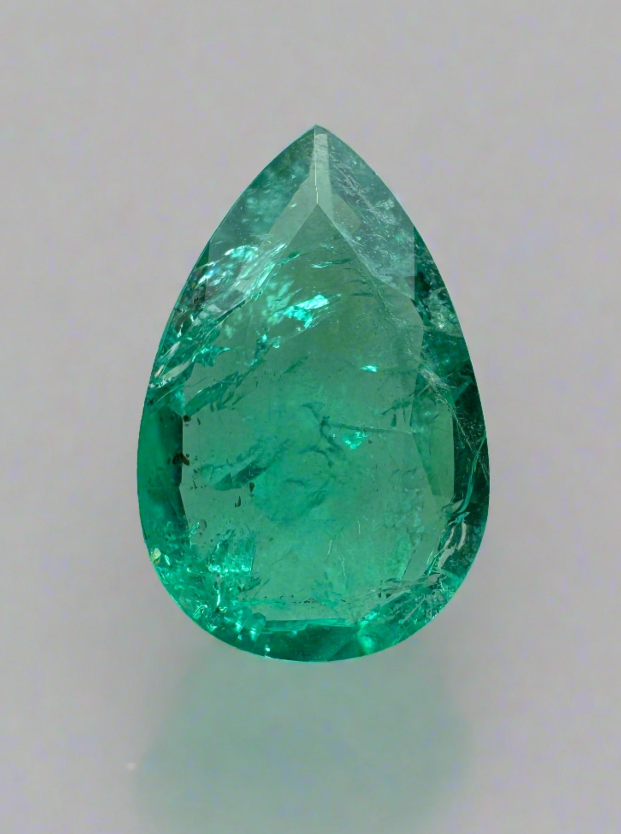 1.71 Carat Spready Green Natural Loose Zambian Emerald Pear Cut Gemstone for Jewelry Making, Engagement Rings & Fine Collections
