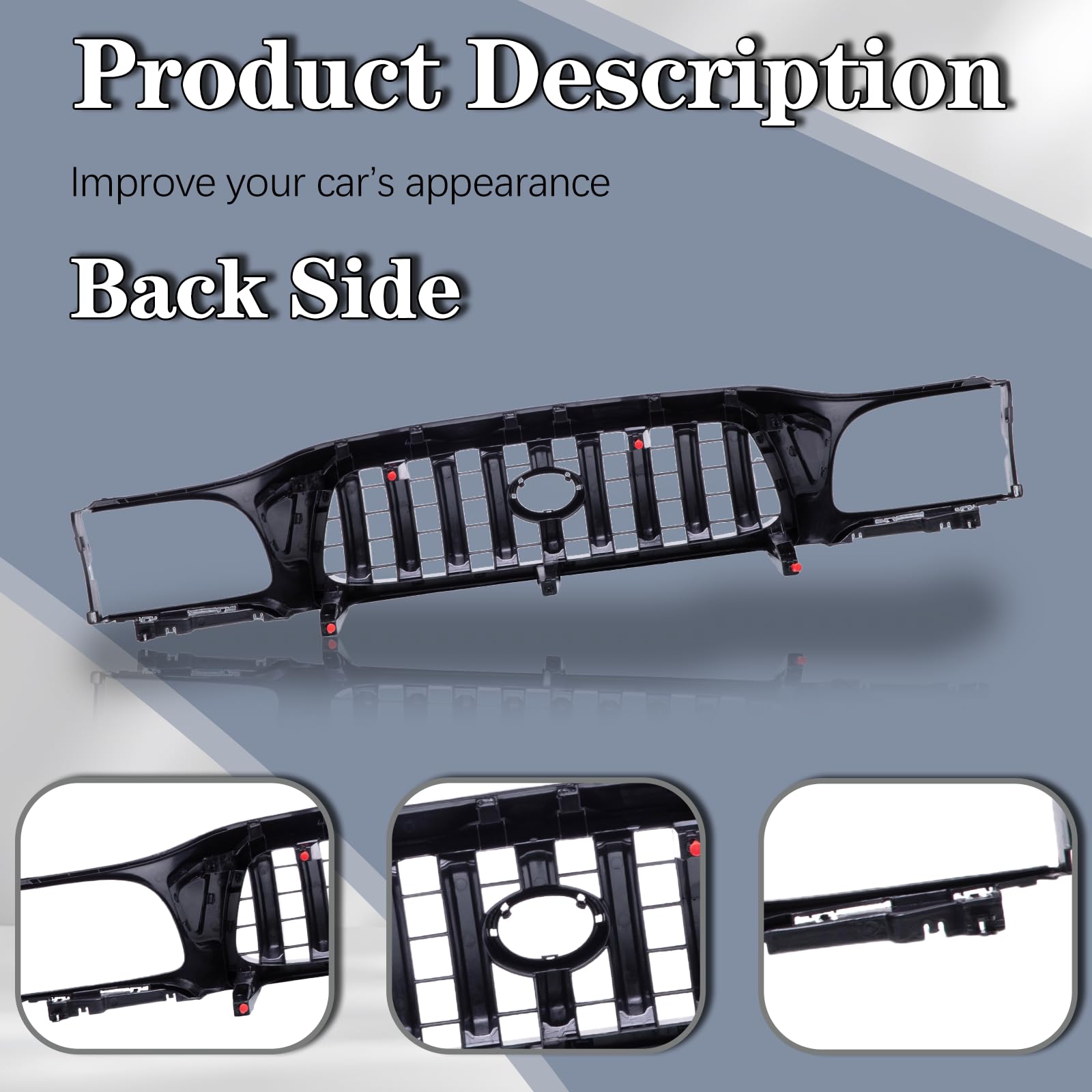2001-2004 Toyota Tacoma Front Bumper Grille Assembly - Paintable Shell & Insert Replacement (Part #TO1200250 5310004250C0) | Durable Fit for Off-Roading & Daily Commuting