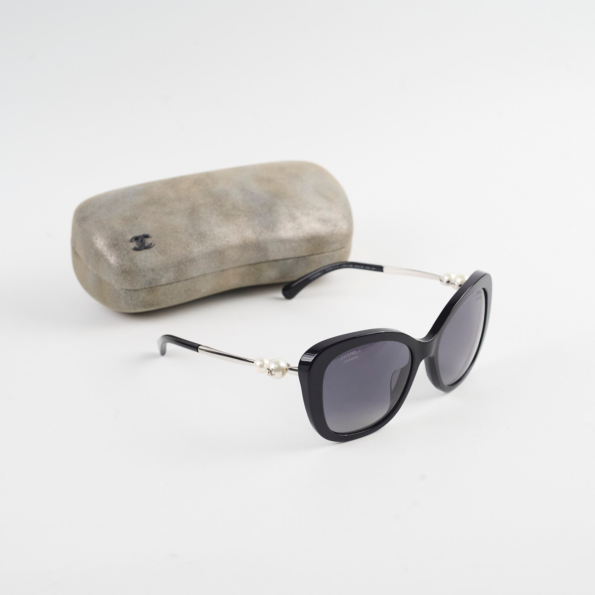 Chanel Square Sunglasses with Pearly Temple - Luxury Fashion Sunglasses for Women - Perfect for Beach, Travel & Everyday Style