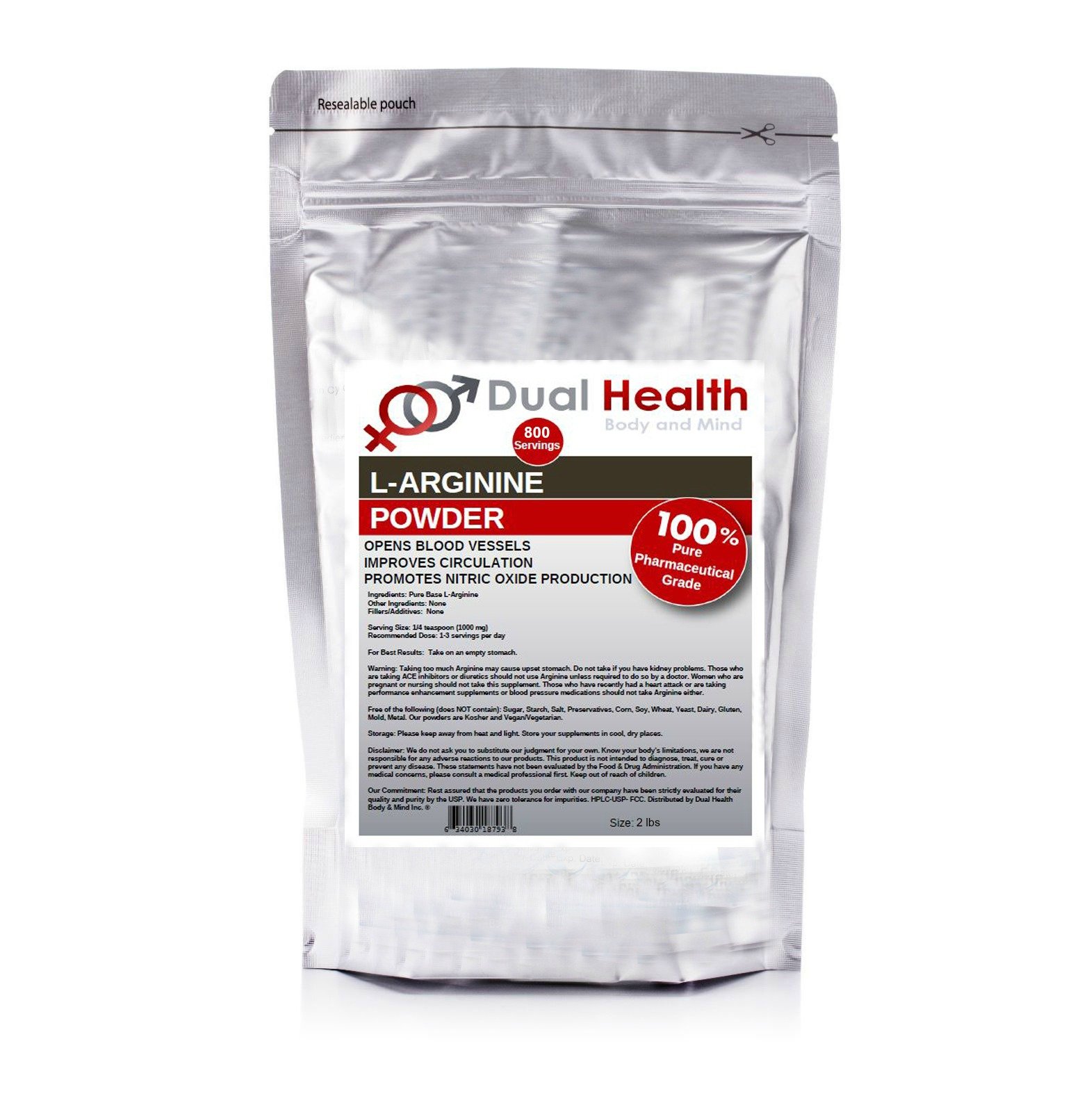Pure L-Arginine Free Form Base Powder (2 lbs) - Bulk Supplement for Muscle Growth, Heart Health & Workout Performance | Unflavored Amino Acid Powder for Pre-Workout, Nitric Oxide Boost & Athletic Performance