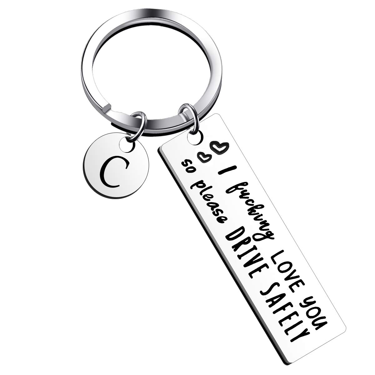 Valentine's Day Gifts for Him - 26 Letter Safe Driving Keychain for Husband, Dad, Boyfriend - Perfect Car Accessory & Thoughtful Present for Anniversaries, Birthdays