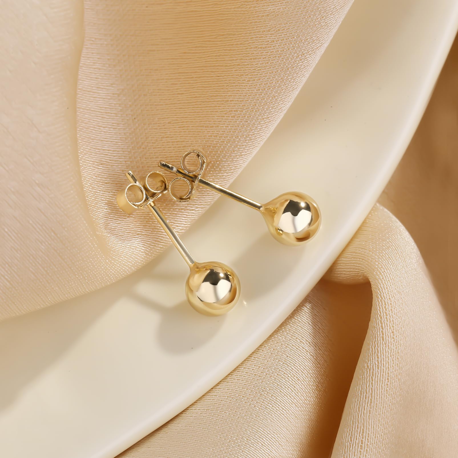 Hypoallergenic Gold Flat Back Stud Earrings for Women - ToHeart Stud Ball Earrings - Perfect for Everyday Wear, Parties & Gifts