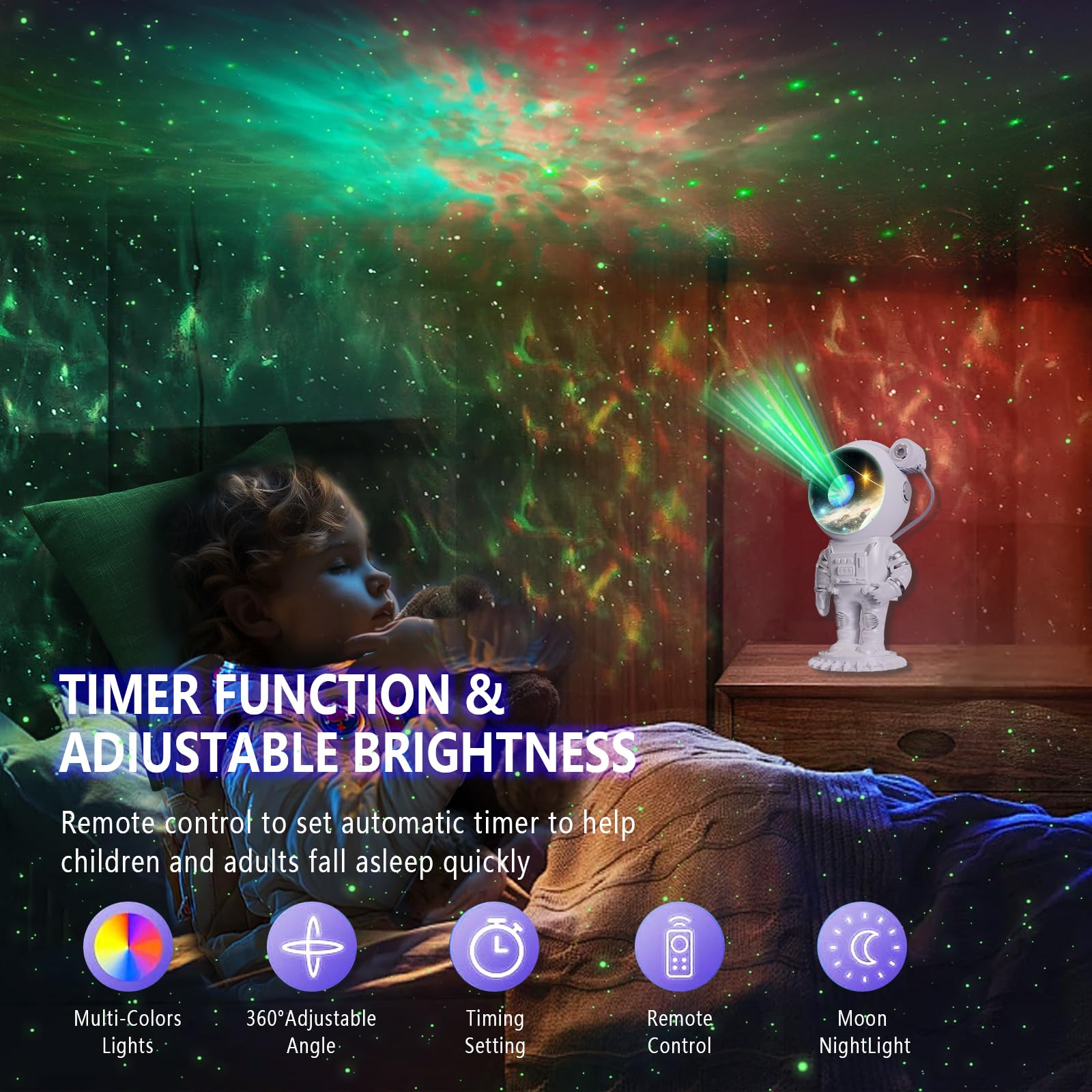 Astronaut Galaxy Space Projector for Bedroom - Starry Night Light Projector with Timer & Remote Control | Kids Room Decor, Nursery Night Light, Relaxing Ambience for Sleep & Meditation
