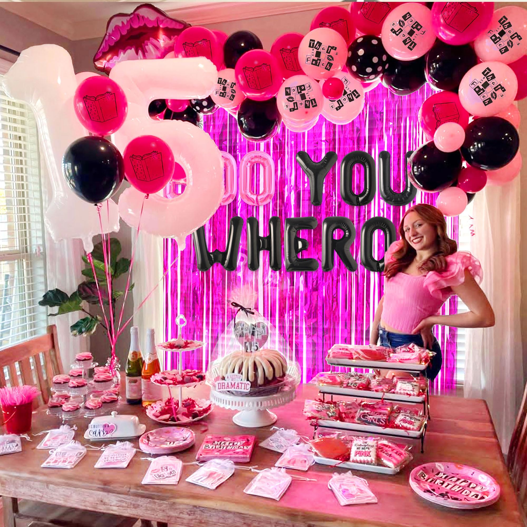 LaVenty Mean Girls Balloon Party Decorations - 'That's So Fetch' Balloons, Burn Book Banner for Y2K Themed Parties - Perfect for Birthday Decor, Movie Nights & 2000s Throwback Events