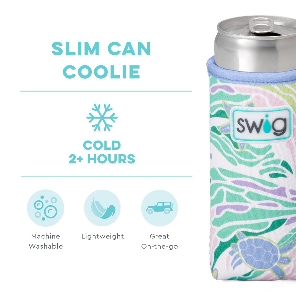 Sea Swirl Slim Can Cooler - Insulated Can Sleeve for Beer & Soda - Perfect for Beach, Pool, BBQ & Outdoor Parties