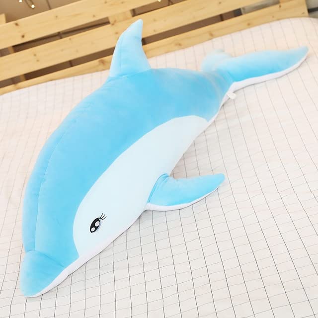 Large Plush Dolphin Toy - 100cm to 120cm Blue Stuffed Sea Animal for Kids, Soft Cuddly Dolphin Stuffed Animal for Birthday Gifts & Home Decor - Perfect for Nursery, Bedroom, and Playroom Decorations