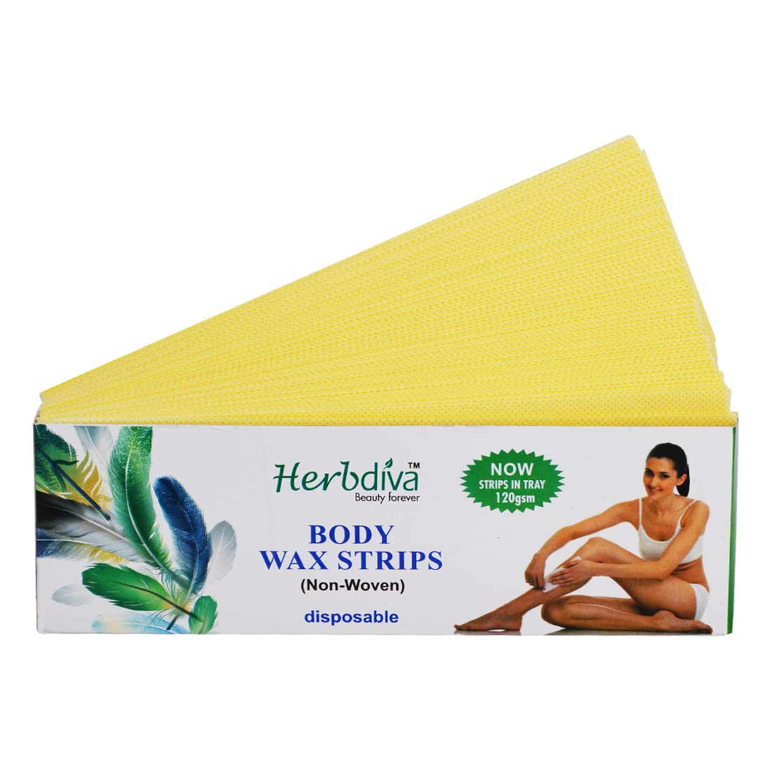 Herbdiva Body Wax Strips Hair Remover - 80 Pcs Disposable Waxing Strips with 120gsm Non-Woven Fabric for Smooth Skin | Perfect for Legs, Arms, Bikini & Facial Hair Removal at Home or Salon