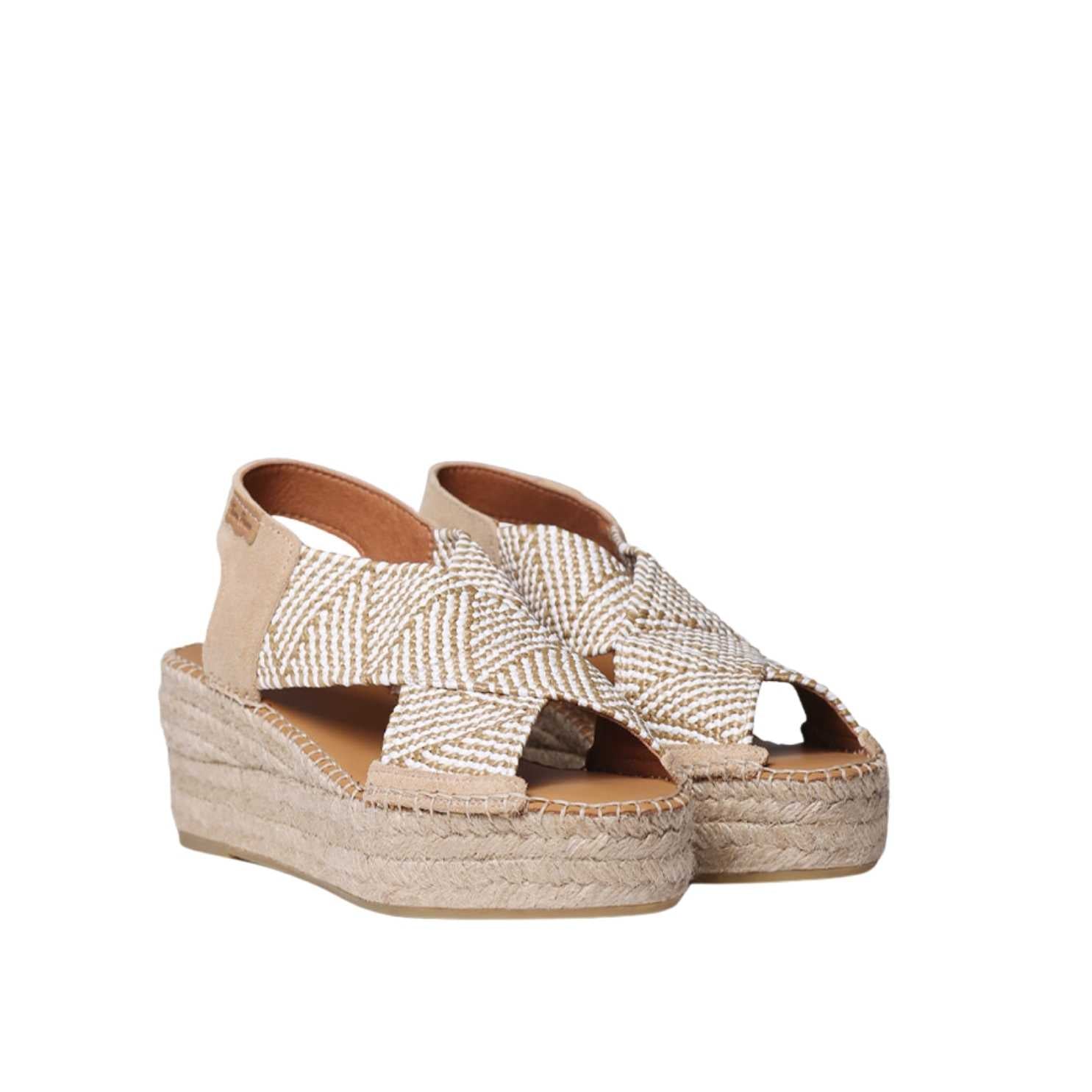 Women's Comfortable Textile Wedge Espadrille Shoes - Masai Style Summer Sandals for Beach, Vacation & Casual Outings