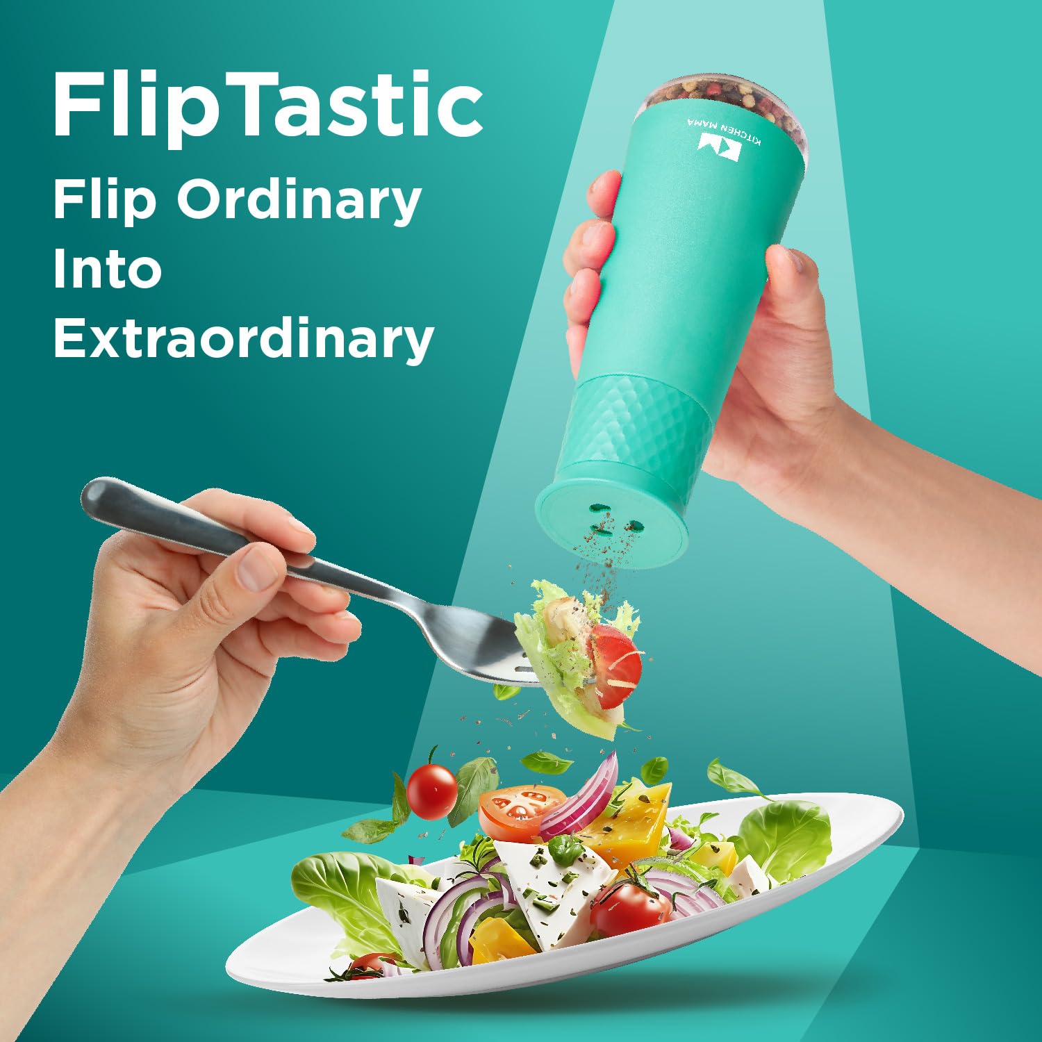 Electric Rechargeable Gravity Salt and Pepper Grinder - Adjustable Coarseness, One-Hand Operated, Refillable Spice Shaker for Kitchen, Cooking & Dining - Lightweight & Portable (Teal)