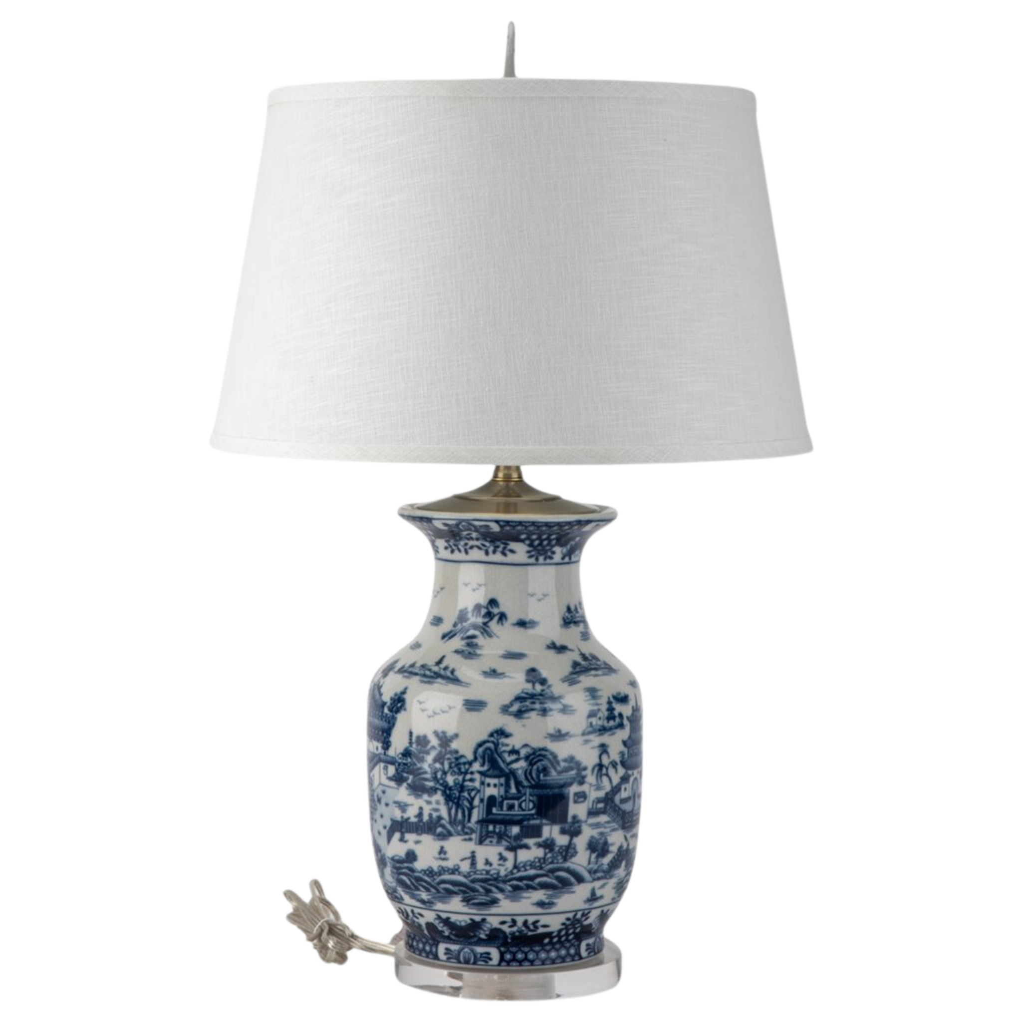 Blue Willow Porcelain Vase Lamp - Antique Style Decorative Table Lamp with Hand-Painted Blue Willow Pattern - Perfect for Living Room, Bedroom, or Office Décor