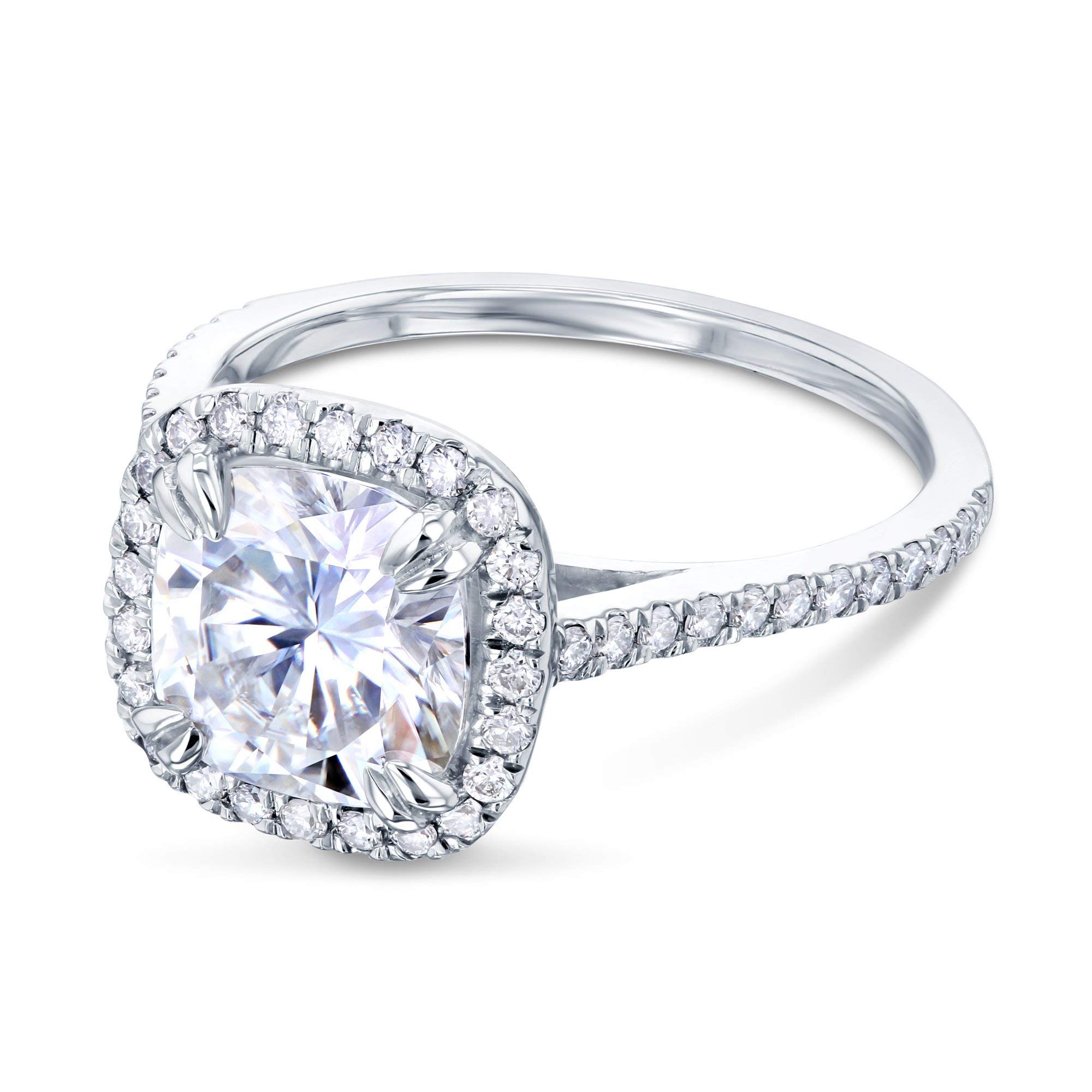 Kobelli 2 Carat Cushion Cut Moissanite & Lab Diamond Halo Engagement Ring - Perfect for Proposals, Weddings & Anniversary Gifts