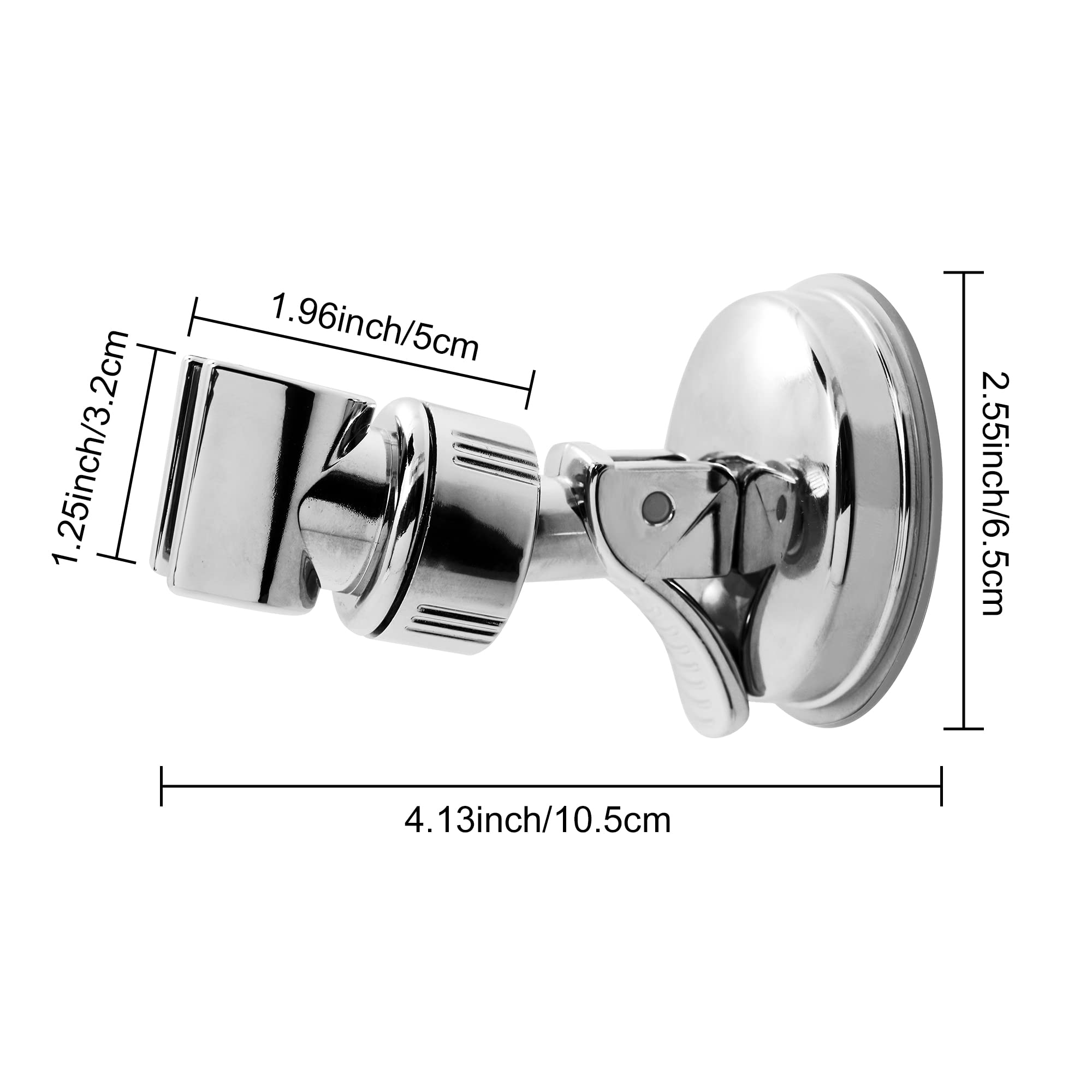 Adjustable Height ABS Shower Head Holder with Suction Cup - Wall Mount & Removable Handheld Shower Wand Bracket (Silver, 1 Pack) - Perfect for Bathroom, Spa & RV Shower Upgrades
